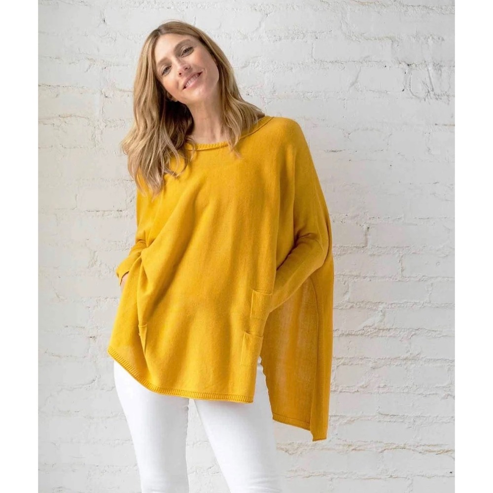 Mer Sea Catalina Travel Sweater Womens OS Mustard Yellow Oversized Coastal Boho
